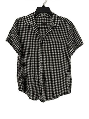 Post Marc Short Sleeve Button Up in Black Gingham